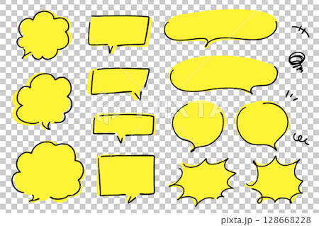 Handwritten speech bubble set Manga symbol Vector Handwritten speech bubble set Manga symbol Vector 128668228