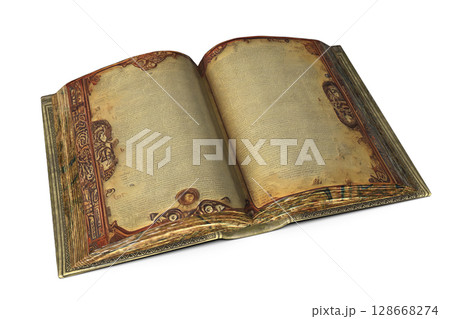 Open antique book, illustration 128668274