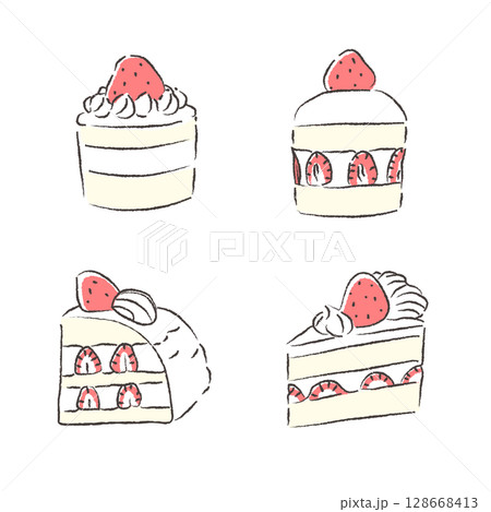 手描きケーキのイラスト 128668413