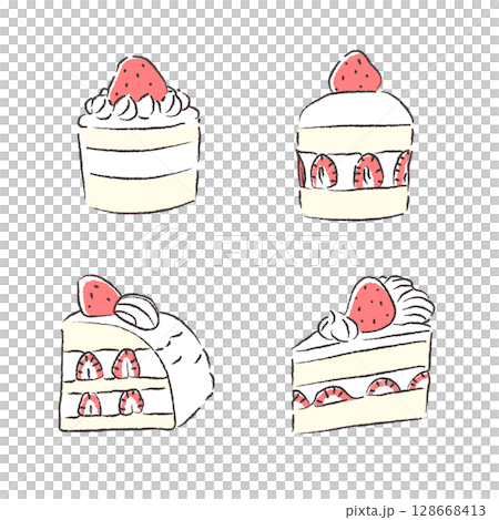 手描きケーキのイラスト 128668413