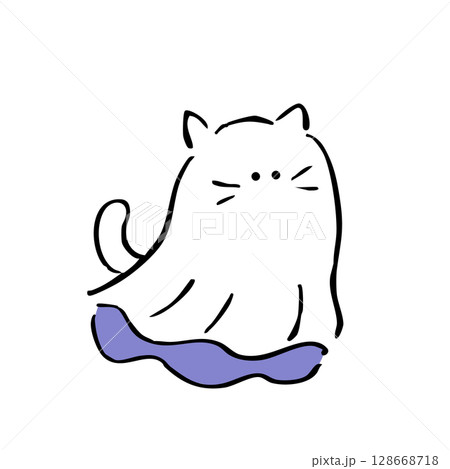 シーツ猫お化けのシンプルイラスト シーツ猫お化けのシンプルイラスト 128668718