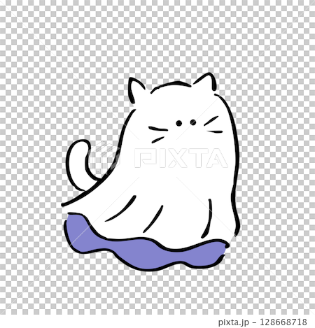 シーツ猫お化けのシンプルイラスト シーツ猫お化けのシンプルイラスト 128668718