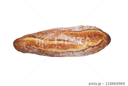 Fresh long loaf isolated on a white background Fresh long loaf isolated on a white background 128668969