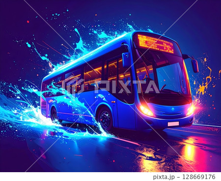 Futuristic Neon Letters Close-Up. Abstract Artificial Intelligence Concept Illustration 128669176