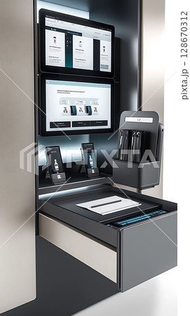 A display case with a drawer 128670312