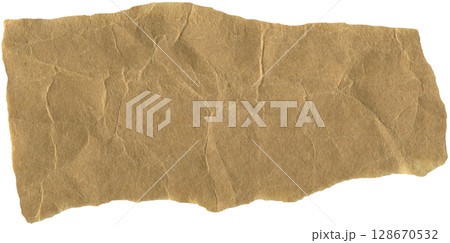 Crumpled kraft paper piece for handmade card, paper craft, scrapbooking, packaging gifts 128670532