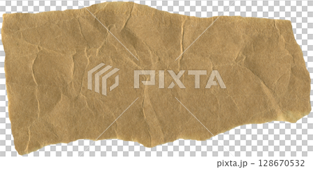 Crumpled kraft paper piece for handmade card, paper craft, scrapbooking, packaging gifts 128670532