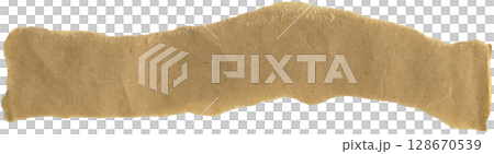 Brown kraft ripped piece. Wrinkled kraft paper sheet for background, packaging, gift wrapping, and creative crafting projects 128670539