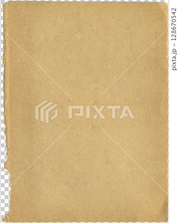 Vintage warped paper. Realistic crumpled ripped paper scrap for background, scrapbooking, paper collage making 128670542