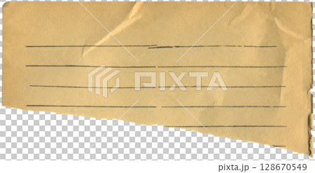 Vintage torn paper piece with line. Crumpled aged ripped paper scrap with torn edges for DIY projects, scrapbooking and collage 128670549