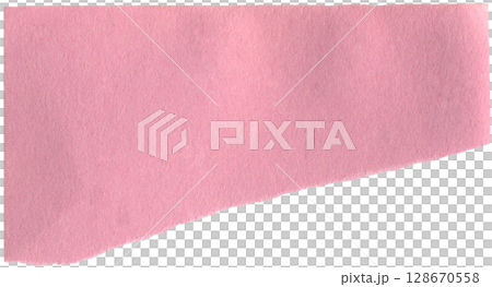 Pink paper piece with wrinkles and torn edge. Realistic paper sheet with crumpled effect. Pale pink blank sheet with crease and rough border Pink paper piece with wrinkles and torn edge. Realistic paper sheet with crumpled effect. Pale pink blank sheet with crease and rough border 128670558