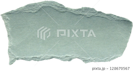 Aged blue cardboard with torn edges. Crumpled light blue torn paper scrap for used as background or backdrop. Realistic carton piece for scrapbooking, paper collage making, DIY projects 128670567