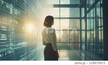 woman business professional future technology data 128670915