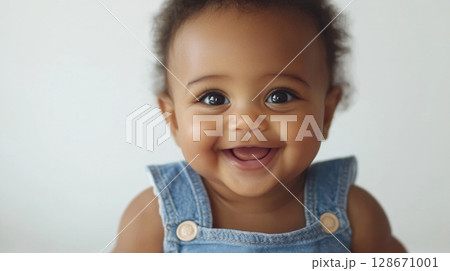 happy baby girl portrait happy baby girl portrait 128671001