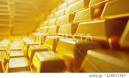 Golden Bars Gleam in the Vault. 128671367