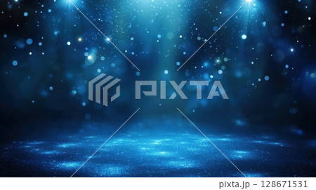 Sparkling Blue Stage Background. 128671531