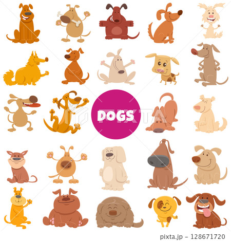 happy cartoon dogs and puppies characters big set 128671720
