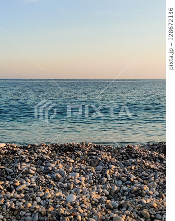 beautiful landscape of a sandy beach on the sea beautiful landscape of a sandy beach on the sea 128672136