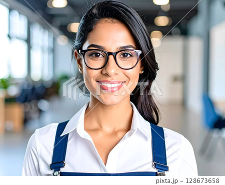 Portrait of a Confident Young Woman with Glasses Portrait of a Confident Young Woman with Glasses 128673658