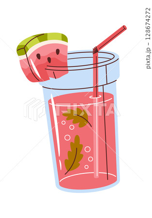 Watermelon juice glass portion design 128674272