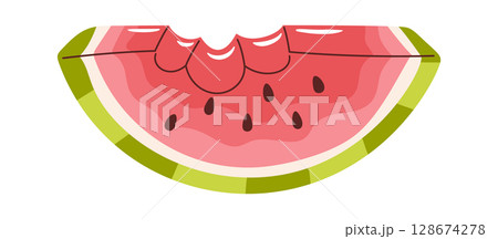 Bitten watermelon piece design element 128674278