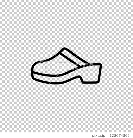 クロッグの線画アイコン、イラスト、UI、素材、背景なし、ファッション、靴 128674863