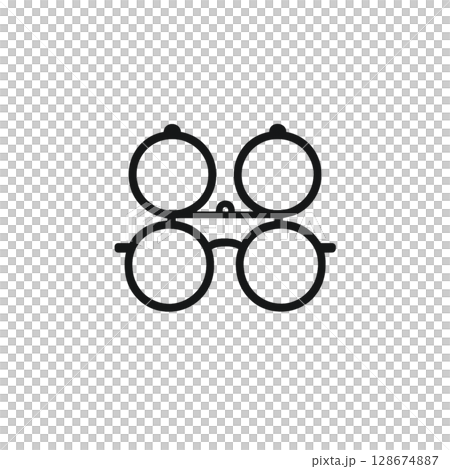 翻蓋式眼鏡線圖標，插圖，UI，材質，無背景，時尚 128674887