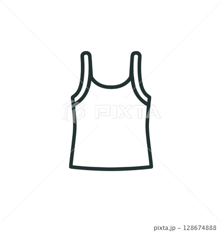 キャミソールの線画アイコン、イラスト、UI、素材、背景なし、ファッション 128674888