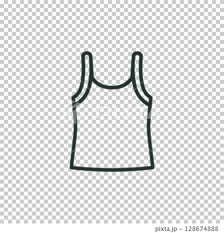 キャミソールの線画アイコン、イラスト、UI、素材、背景なし、ファッション 128674888