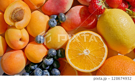 various fresh fruits background various fresh fruits background 128674932