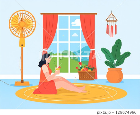 冷房のある室内イラスト 128674966