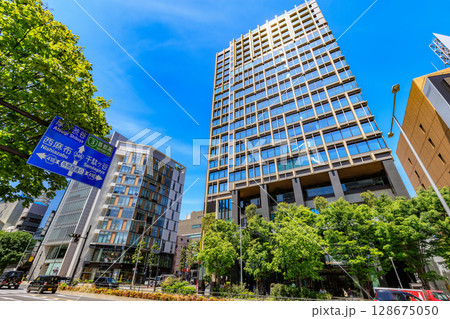 東京 港区 南青山3丁目交差点付近の都市風景 東京 港区 南青山3丁目交差点付近の都市風景 128675050