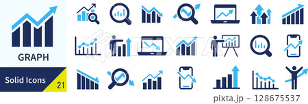グラフに関するシルエットアイコンセット 128675537