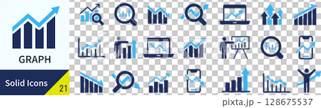 グラフに関するシルエットアイコンセット 128675537
