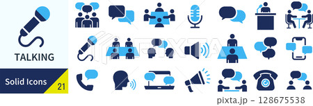 会話に関するシルエットアイコンセット 会話に関するシルエットアイコンセット 128675538