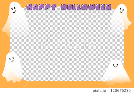 オバケのハロウィンフレーム オバケのハロウィンフレーム 128676250