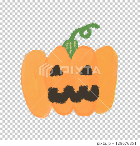 かわいいハロウィンのカボチャのイラスト（ジャックオーランタン） 128676851