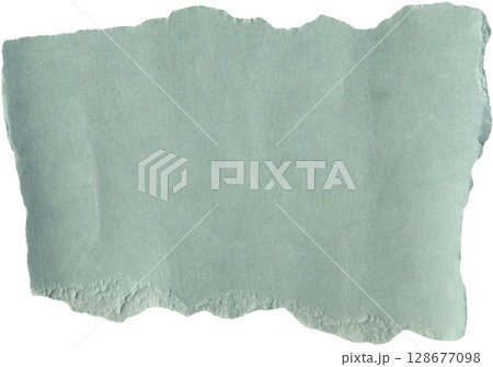 Textured torn blue cardboard scrap. Aged blue carton with torn edges. Vintage crumpled light blue torn paper scrap for used as backdrop. Realistic background for collage, scrapbooking, DIY projects  128677098