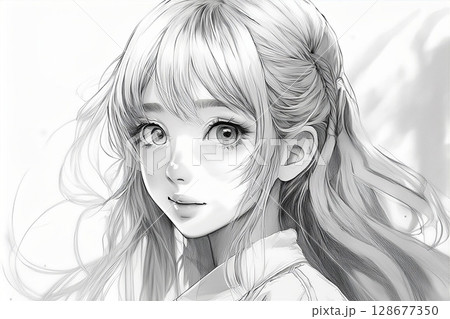 女の子のスケッチ画像 128677350
