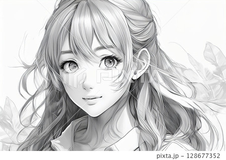 女の子のスケッチ画像 128677352