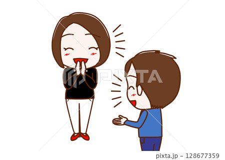 (複数)笑顔でおしゃべりし盛り上がる女性と少年 (複数)笑顔でおしゃべりし盛り上がる女性と少年 128677359