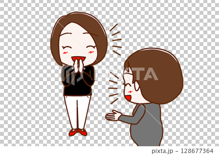(多位)面帶微笑聊天的婦女和一名孕婦 (多位)面帶微笑聊天的婦女和一名孕婦 128677364