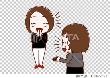 (Multiple) Smiling, chatting women and a fat woman 128677373