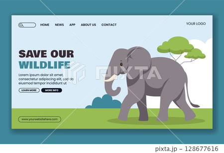 Cartoon Illustration of Elephants for World Elephant Day Celebration Social Media Landing Page 128677616