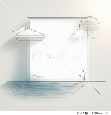 Abstract Minimalist Landscape Frame with Soft Pastel Colors with Generative AI. 128677876
