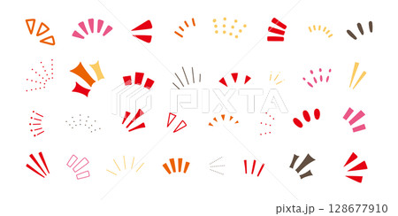 ひらめき・注目を強調する手描き風装飾アイコン集 ひらめき・注目を強調する手描き風装飾アイコン集 128677910