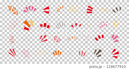 ひらめき・注目を強調する手描き風装飾アイコン集 ひらめき・注目を強調する手描き風装飾アイコン集 128677910