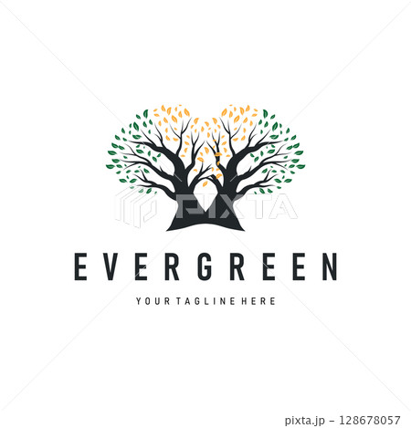 Tree logo design, natural beauty of green earth plants design as a simple and minimalist illustration vector template 128678057