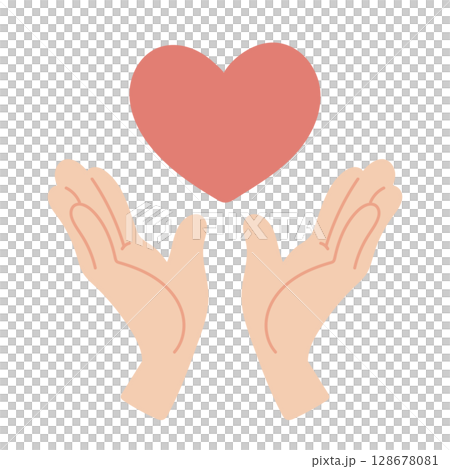 Illustration of a hand holding a red heart Illustration of a hand holding a red heart 128678081