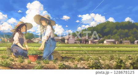 農業をする女の子 128678125